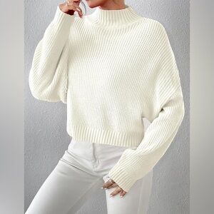 H&M Divided Knitted Mock Neck Sweater